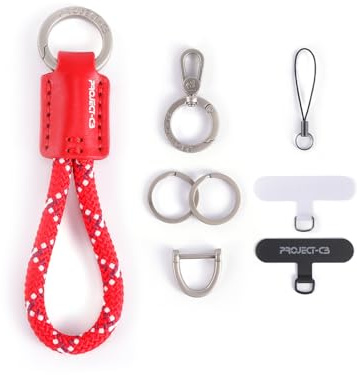 project-cb Correa de Dedo para Teléfono Celular, Finger Strap, llavero, Enganche Móvil Colgar 2, Anillas para Llaveros 2, Cuerda para móvil(EscarlataVivo-S)