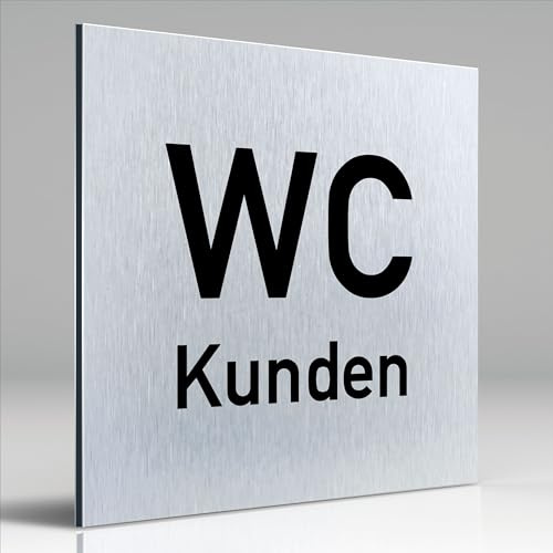 Türschilder24 Aluminium Dibond Schild - Türschild • 120 x 120 x 3 mm • Kunden + WC • 100% Made in Germany