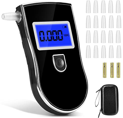 Aiseeok Ethylotest Electronique, Alcootest ave Ecran LED d'Affichage Numérique, Portable Testeur d'alcool ave 20 Embouchures, Capteur à Semi-conducteur Sensibilité