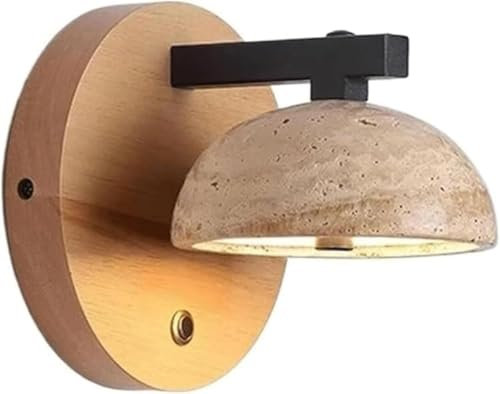 Applique da parete in travertino, lampada da parete in pietra naturale, lampada da parete giapponese dimmerabile, apparecchio di illuminazione decorativo for camera da letto, comodino, soggiorno, corr
