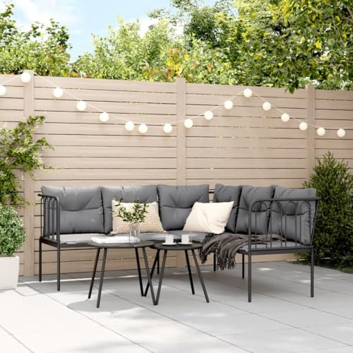 IKAYAA 5-TLG Balkonlounge Alu Gartenlounge Set Gartenmöbel Klein Balkonmöbel Ecklounge Alu Balkon Gartenlounge Loungemöbel Gartensofa Balkon Sofa