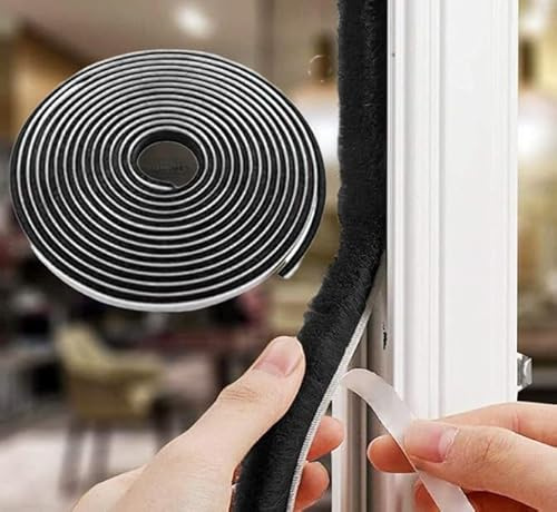 10 m de junta de cepillo autoadhesiva, 9 mm (ancho) x 15 mm (D) para persianas, puerta corredera, resistente al viento, a prueba de polvo, protección contra insectos, puerta corredera, junta de