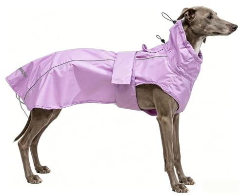 Verstellbarer wasserdichter Hunde-Regenmantel für Hunde, leichte Haustier-Regenjacke, Welpenkleidung mit reflektierenden Streifen für kleine, mittelgroße und große Hunde (Hellviolett, Größe M)