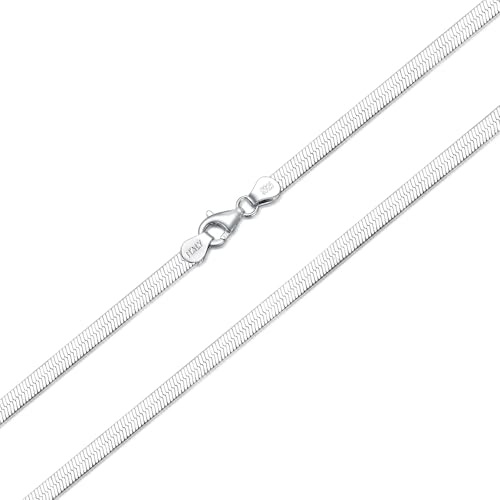 PDTJMTG 925 Sterling Silber Herringbone Kette 2MM 3MM Flexible Flache Italienische Schlangenkette Halskette für Frauen und Männer