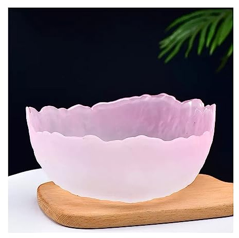 wpenshiDM125 Fruit Bowls for Kitchen Glass Fruit Plate Home Living Room Coffee Table Snack Melon Dried Bowl Pink Blue Green Gradient(Pink,Large)
