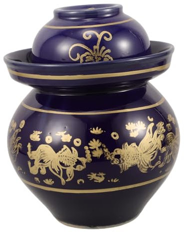 Ciieeo Tarro De Cerámica Gruesa Para Fermentación De Encurtidos y Kimchi 4 Libras Con Tapa Segura Recipiente Para Almacenar Verduras Fermentación Casera Cocina