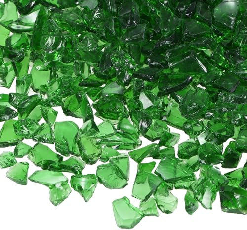 M METERXITY Pierre de Gravier en Verre à Haute Brillance, Gemmes en Verre, Verre Concassé, Morceaux de Verre Cassé pour l'Artisanat/Vases/Décorations de Jardin 6-9mm, 350g [Vert]