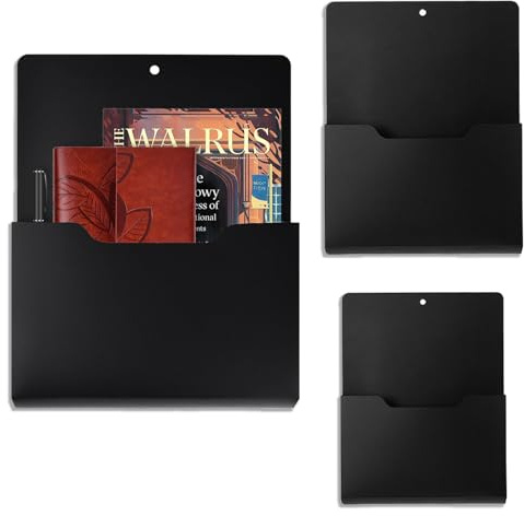 3 Stück Magnetischer Aktenhalter, Schwarzer Kühlschrank Magnetfolder, Bürobedarf Aufbewahrung A4 Papiere Briefhalter, Magnetischer Papierhalter Dokumentenhalter, Für Whiteboards, Zuhause