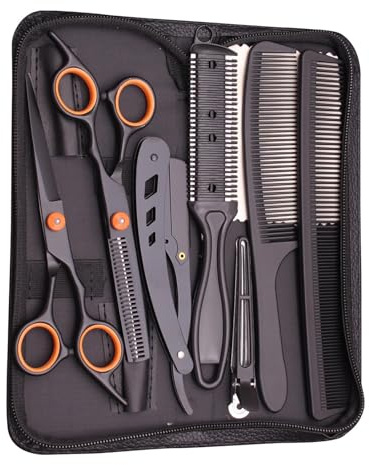 Krmoau Kit de tijeras para cortar el cabello,Juego de tijeras para cortar el cabello | Herramientas para el hogar Set de peluquería | Pelo Barba Recorte Modelado Aseo, Tijeras, Tijeras De