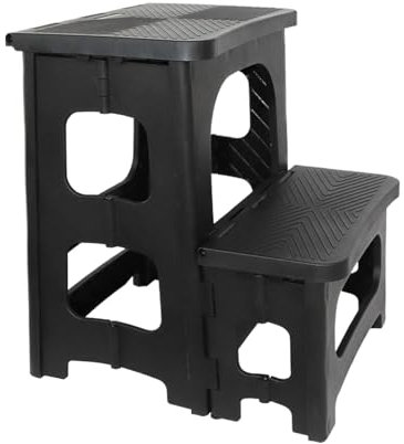 Sgabello Da Comodino, Scaletta A Pedale Larga, Scaletta Da Cucina, Pedale Antiscivolo, Design Pieghevole, 42 Cm, Per Attività Interne Ed Esterne, Raggiunge Ripiani Alti