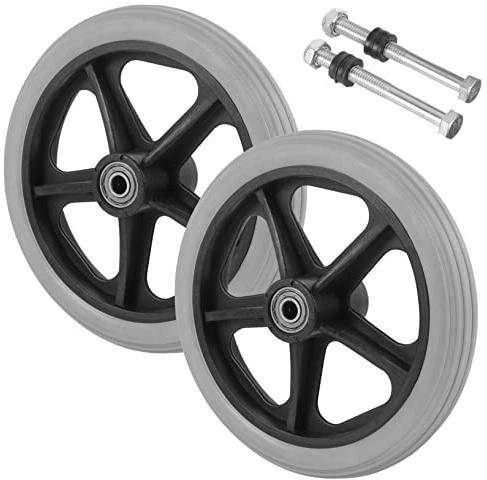 UTHCLO 2pcs Wheelchair Front Wheel Replacements Metal Plastic Wheelchair Tires for Terrain Use