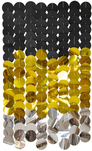 Folat 27590 Partyhintergrund - Schwarz & Gold Festive Galaxy - Kreis - 80 x 170 cm - für Hochzeit, Party, Dekoration, Fotoautomat und Festivals Bühnendekor