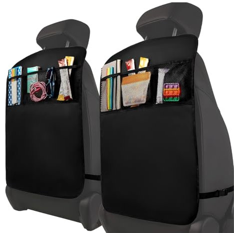Vexran 2 Stück Rückenlehnenschutz Auto Kinder, Sitzschutz Auto Rückenlehne mit 2 Netztaschen – Autositz Schutz Rückseite Kinder, Rücksitzschoner & Autositzschoner Wasserdichter Organizer