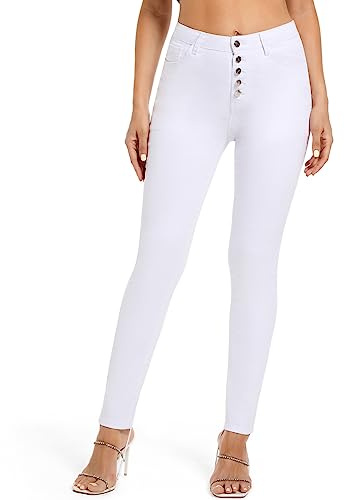 MIRLCIMR Womens High Waist Stretch Pants 5 Button Push Up Butt Lifting Skinny Colombian Jeans