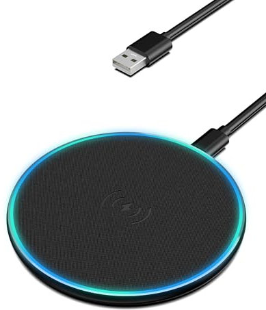 15W Chargeur sans Fil, RENGOGA Wireless Charger avec 16/15/14/13/12 Pro Max Mini, Samsung Galaxy S25/S24/S23/S22/S21/Note 20, Huawei, Xiaomi – Chargeur à Induction