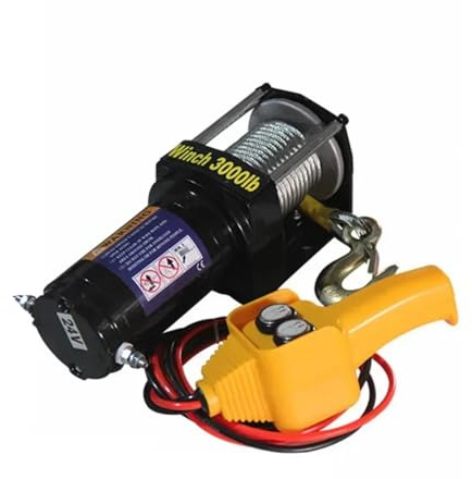 TIEOAXFT Cabrestante eléctrico for automóvil de 12 V, 24 V y 3000 LB, cabrestante electrónico for vehículos Todoterreno, Freno electromagnético for tracción de automóviles.(24V)