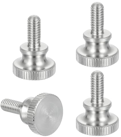 sourcing map Lot de 4 vis moletées M5 x 10 mm, vis moletées à tête diamant en acier inoxydable 304, boulons à tête moletée métriques avec boutons de préhension à l'épaule, attaches filetées serrées à