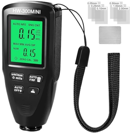 Gas Detector, 0-2000UM Thickness Gauge High-precision LCD Digital Automobile Film Thickness Meter Car(Nero)