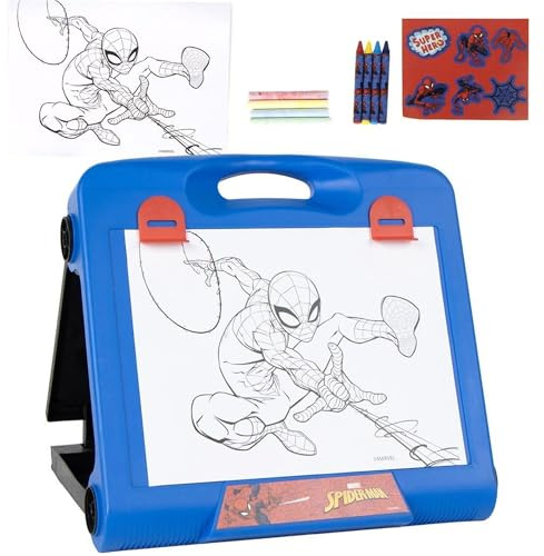 Lavagna magnetica Spider-Man per bambini con matita e timbri - Lavagna bianca Spiderman, lavagna da disegno portatile cancellabile per bambini con design Marvel originale