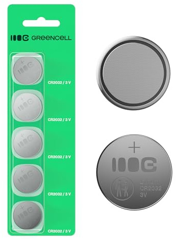 Greencell CR2032 - Pilas de Botón de Litio (3 V, 220 mAh, 5 Unidades