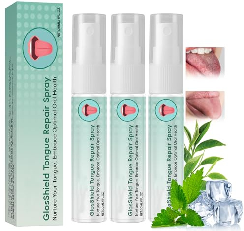 Tongue Repair Spray, Oral Moisturising & Breath Freshening Mist, Sore & Fissured Tongue Relief, Dry Mouth Hydrating Spray, Daily Oral Hygiene & Mint Freshness, Travel-Friendly (3 Pack)