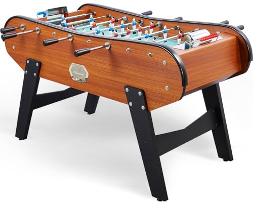Catenaccio Babyfoot Adulte de Bar en Bois Foncé 161x110x95cm – Baby-Foot de Café avec Monnayeur 1€ – Table de Jeux Robuste, Authentique, Style Bistrot