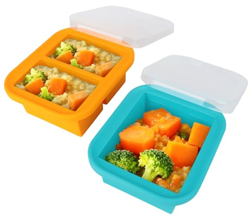 Hojalis Confezione da 2 vassoi in silicone per cubetti di ghiaccio, 500 ml per una tazza e 2 stampi da 250 ml con coperchio, contenitori in silicone per congelare brodo, salsa, cubetti di ghiaccio