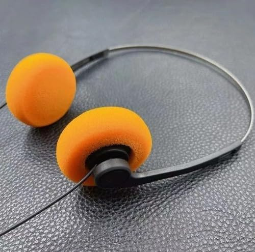 Ssmmam Cuffie retrò con cavo, mini cuffie stereo leggere con cavo, stile vintage anni '80 e '90, cuffie cablate per la maggior parte dei telefoni cellulari (arancione)