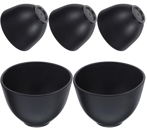 Healifty Juego de 5 Recipientes de Silicona para Mezclar Mascarillas Faciales Tazones de 105 X 7 CM Herramienta para Mascarillas Caseras y Spa Color Negro Ideales para Elaboración y