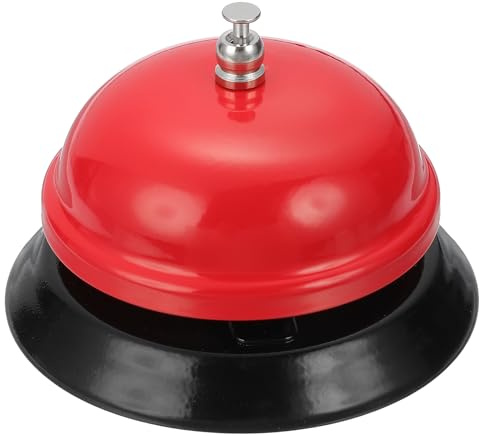 QUARKZMAN Timbre De Servicio De Mesa 3.35 Pulgadas Timbre De Metal para Restaurantes Hoteles Recepción Y Eventos De Boda Color Rojo