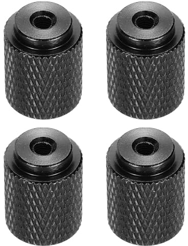 QUARKZMAN 4 Piezas De Tuerca De Mano Estriada, M3 12 mm DE 16 mm Altura Aleación De Aluminio Anodizado 6061 De Mano, Tuerca De Chasis Metálico Para Maquinaria, Negro Brillante