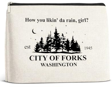 SOFEGY Vampire Movie Merch Makeup Bag Gifts for Vampire Fans Lovers, City of Forks Washington Cosmetic Bag Travel Toiletry Zipper Pouch for Purse