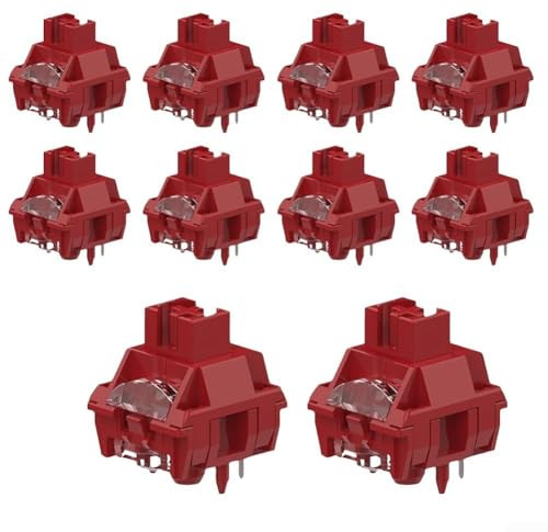 YUEKOPOU TTC V2 vorgeschmierte mechanische Tastaturschalter – 10 Stück, geräuschlos, linear, RGB-transparentes Gehäuse, kompatibel mit Tastenkappenhalterungen,(Red)