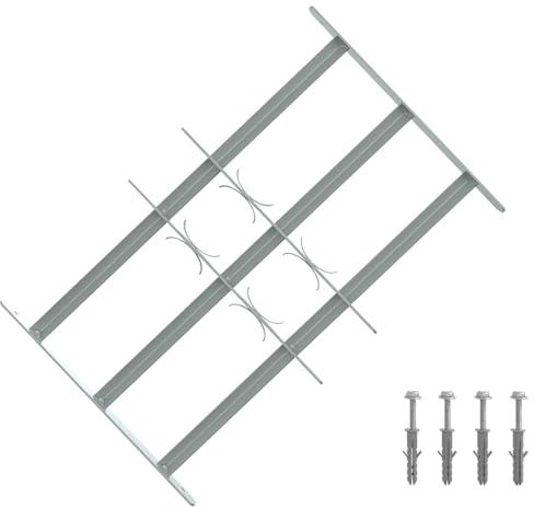 QUAHEAS Rejilla de seguridad para ventana de acero galvanizado con 3 barras transversales ajustables 430-740 mm, 3 unidades, protección antirrobo, para madera, plástico, aluminio, ideal para sótano