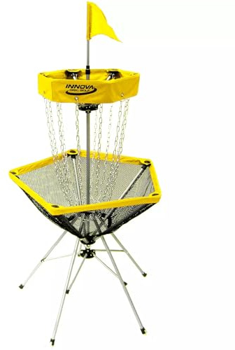 Innova DISCatcher Traveler Target – Portable, Lightweight Disc Golf Basket, Yellow