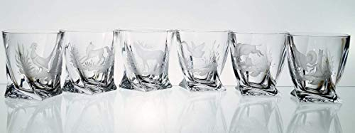 Bohemia Set 6 bicchieri da whisky in cristallo con motivo caccia scena di caccia 320 ml bicchieri da whisky