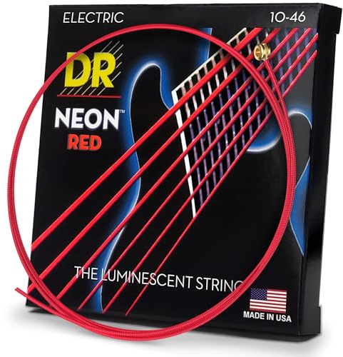 DR String NRE-10 - Juego Cuerdas Guitarra Eléctrica, Rojo Neón