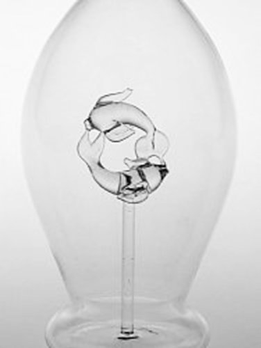 Carafe du verre clair avec des lièges, une bouteille en verre transparent, dans le signe d'étoile intérieur des poissons du verre clair, hauteur environ 30 cm et le contenu 0,5 litres, Oberstdorfer Glashütte
