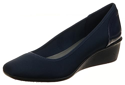 AK Anne Klein Sport Women's Wisher Fabric Wedge Pump, Navy, 7 M US