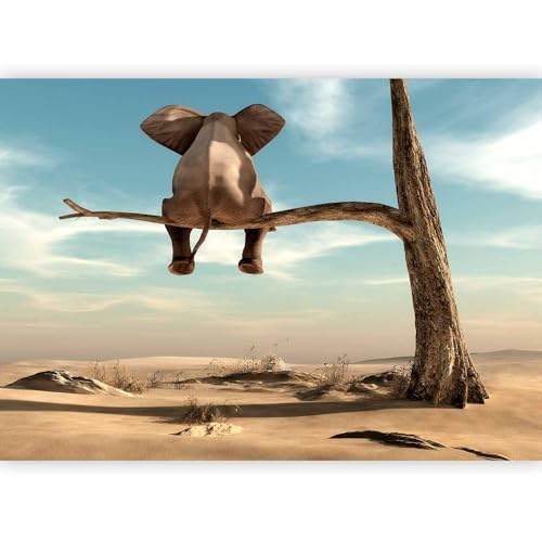 Fotomurales B&D XXL - 400x280 cm Papel pintado tejido no tejido Decoración de Pared decorativos Murales moderna Diseno Fotográfico Elefante Arbol Desierto Animal Abstraccion Naturaleza g-B-0033-a-a