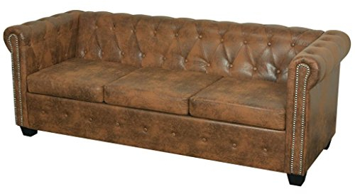 vidaXL Chesterfield Sofa 3 Sitzer Vintage Lounge Ledersofa Couch Sofagarnitur