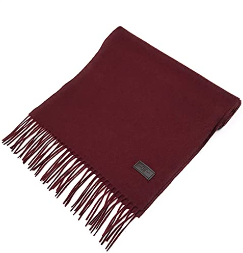 HICKEY FREEMAN Solider 100% italienischer Kaschmirschal für Herren - Ultraweiche Herren Winterschals, 183 x 30,5 cm, Burgunder, Einheitsgröße
