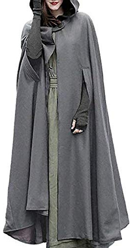 Winter/Autumn Cloak with Hood Open Front Loose Cape Shawl Poncho Coat Long Cloak Jacket Outwear