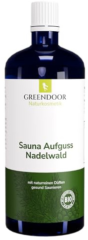 GREENDOOR Sauna-Aufguss Natur Nadelwald 100ml, ergiebiges Konzentrat mit Bio Alkohol, reine natürliche ätherische Öle (Tanne, Fichte, Zeder), Saunaduft für Ihre Auszeit, Sauna-Aufgüsse ohne Zusätze