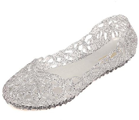 MOTIVE LIFE Vamp Net Souple Sandales à Enfiler Femmes Argent 39 EU