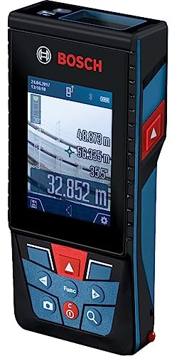 Bosch Professional Laser Entfernungsmesser GLM 120 C mit Stativ BT 150 (Kamera, Bluetooth-Datentransfer, max. Messbereich: 120 m; Stativ, Micro-USB-Kabel & Ladegerät, Trageschlaufe, Schutztasche)