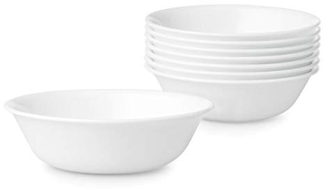 Pyrex Corelle Shatterproof Bowl Set, 8 Pieces, Winter Frost White