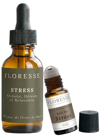 Conseil Fleur de Bach® Duo Stress - 1 Flacon de Fleurs de Bach + 1 Roll-On aux Huiles Essentielles pour la Détente, l’Apaisement et le Bien-Être Émotionnel