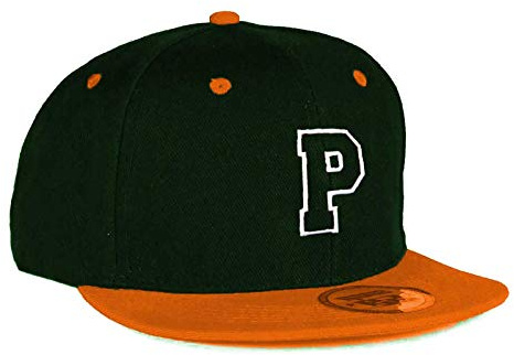 MFAZ Morefaz Ltd ungdom barn vuxen storlek hattar snapback orange platt topp hatt pojke flicka vardaglig baseballkeps A-Z alfabet, P, one size