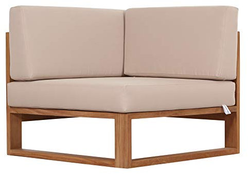 Teako Design Outdoor Sofa Molveno Eckteil mit Auflagen Teak unbehandeltes Massivholz Ecklounge Wetterfest Teakholz